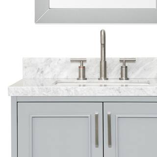 ARIEL Stafford 85 in. W x 22 in. D x 89 in. H Double Sinks Freestanding Bath Vanity in Grey with White Marble Tops and Mirrors M085DCWRGRY