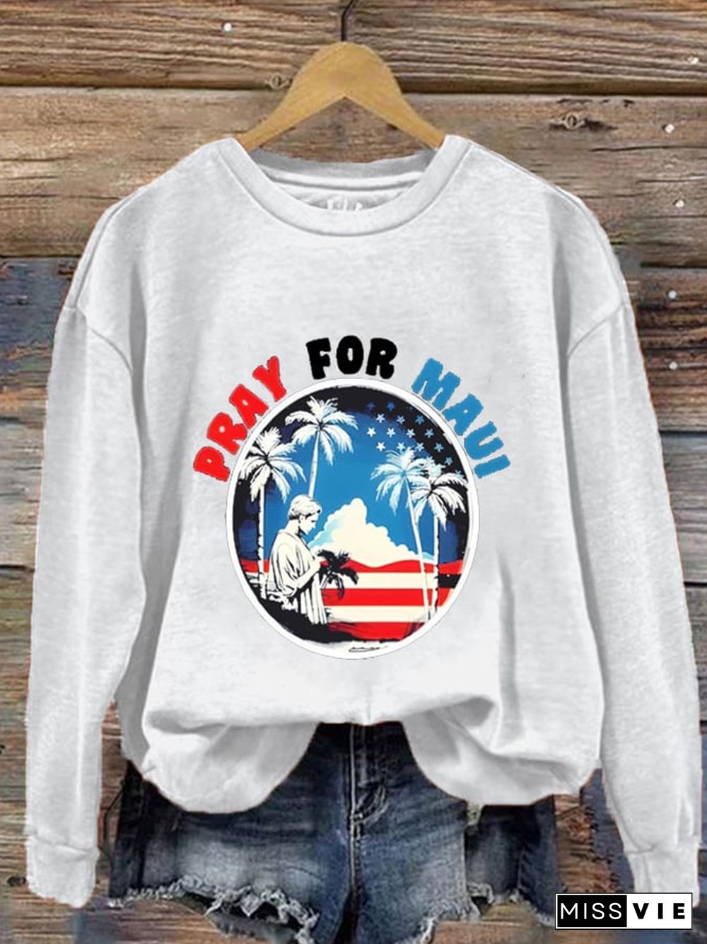 Women's Pray For Maui Print Sweatshirt