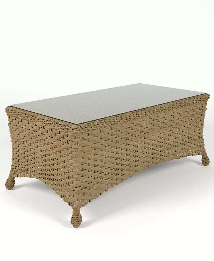 Furniture CLOSEOUT! Sorrento Woven Outdoor Rectangle Coffee Table with Glass Top