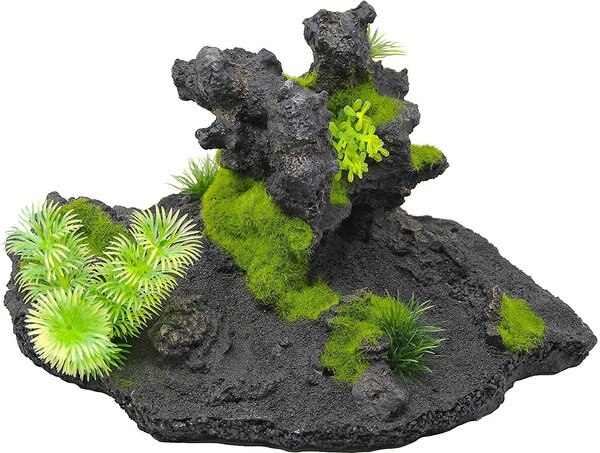 Penn-Plax Mossy Rock Scape Aquarium Ornament