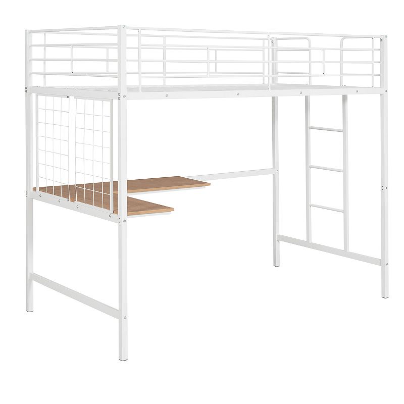 Merax Metal Loft Bed with Desk and Metal Grid