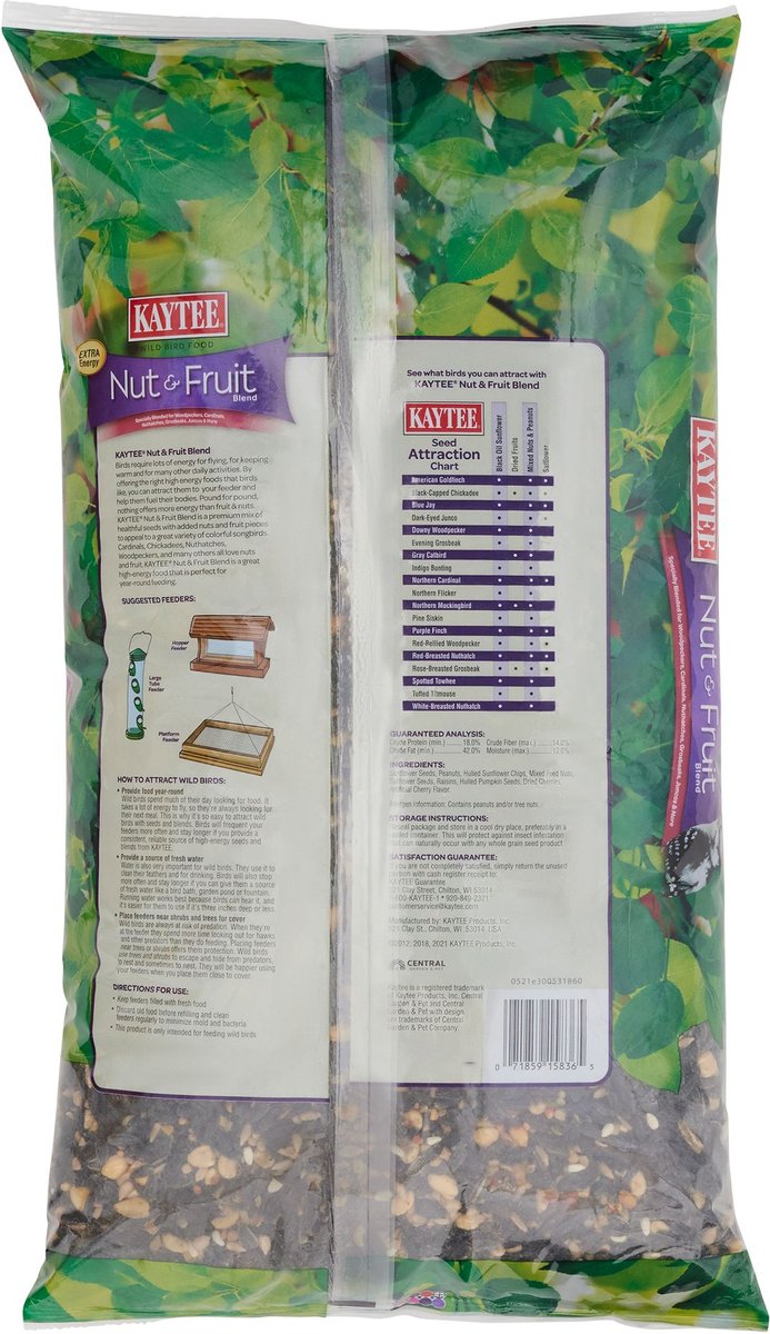 Kaytee Nut and Fruit Blend Wild Bird Food， 10-lb bag