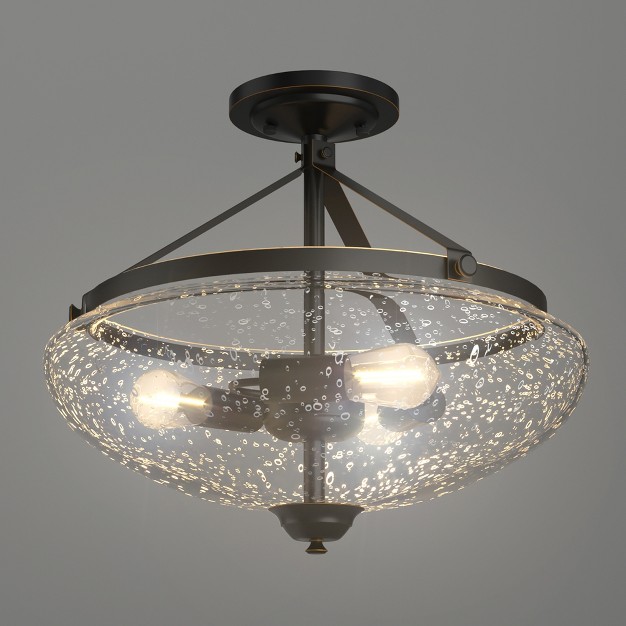 Tangkula Industrial Ceiling Light Fixture 3 light Semi Flush Mount Ceiling Lamp With Glass Shade Ceiling Chandelier Light