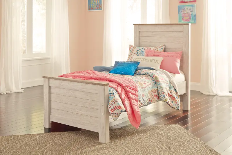 Millhaven Whitewash Twin Bed