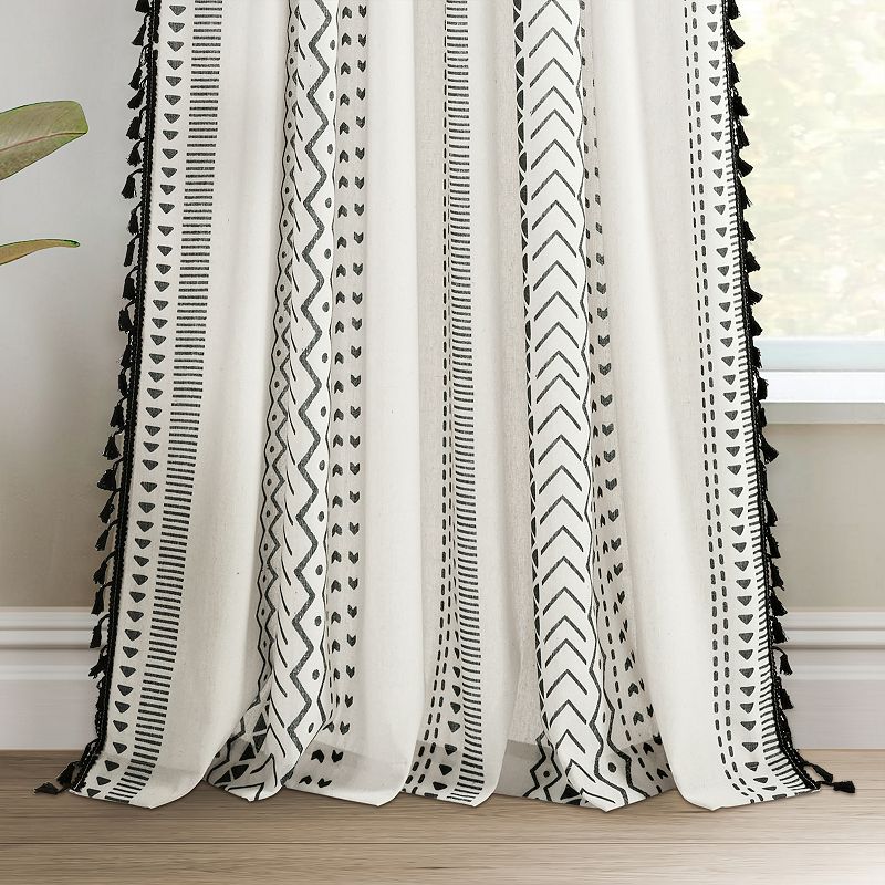 Lush Decor Hygge Boho Stripe Tassel Set of 2 Window Curtain Panels