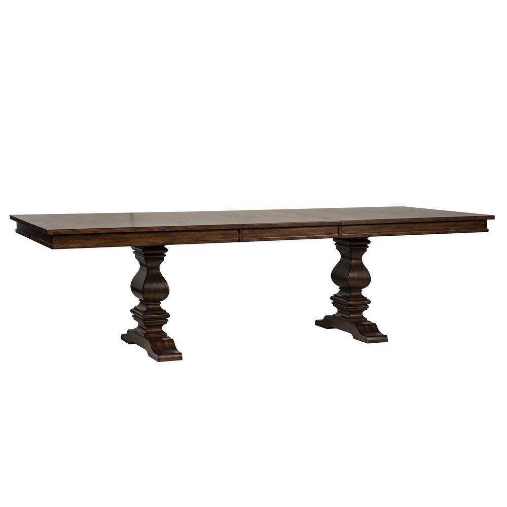 Armand Antique Brownstone 7 Piece Trestle Table Set