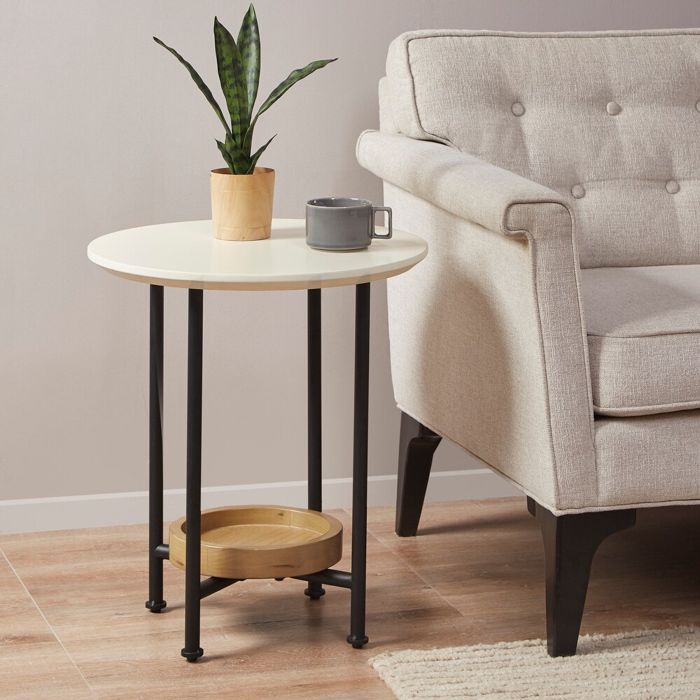 Madison Park Beauchamp White/ Natural End Table