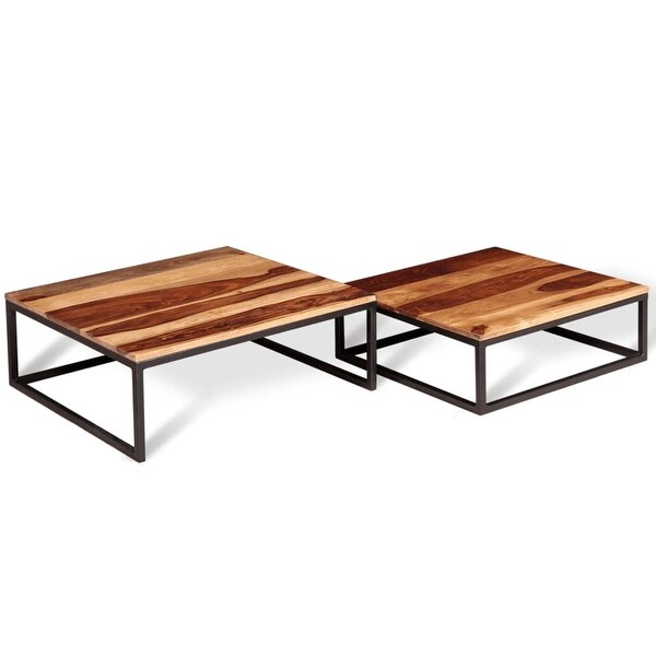 Two Piece Nesting Coffee Table Set Solid Sheesham Wood