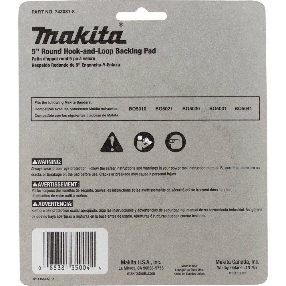 Makita 5 in. Round Hook and Loop Backing Pad (8-Hole) 743081-8