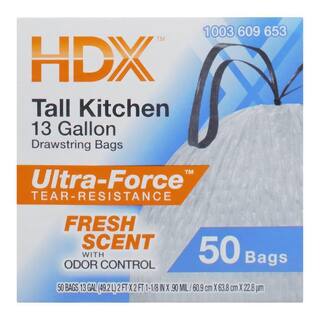 HDX 13 Gallon White Fresh Scent Drawstring Trash Bags (50-Count) HDX13GDSFRESH50