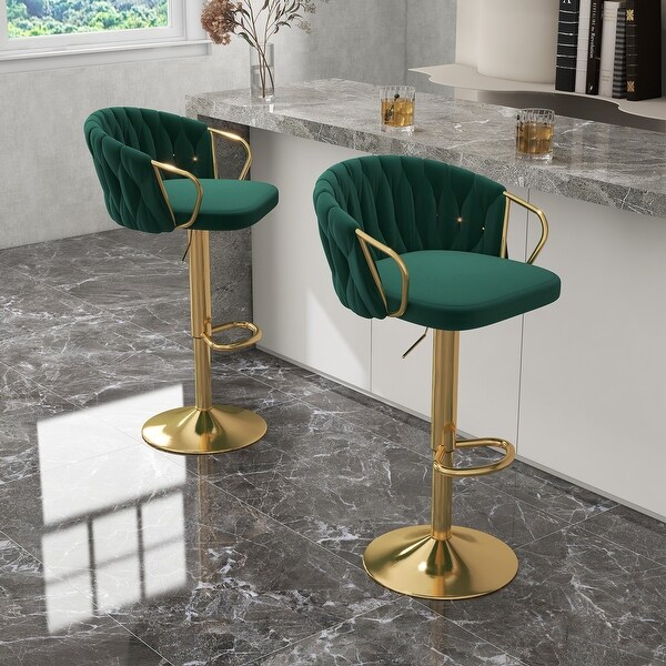 2 Set Counter Height Velvet Bar Stools