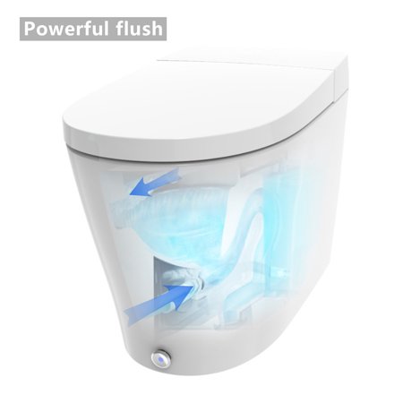 HOROW Elongated Tankless Toilet, One Piece Smart Toilet with Advance Heated Bidet Seat, Wireless Remote Control, Auto Open