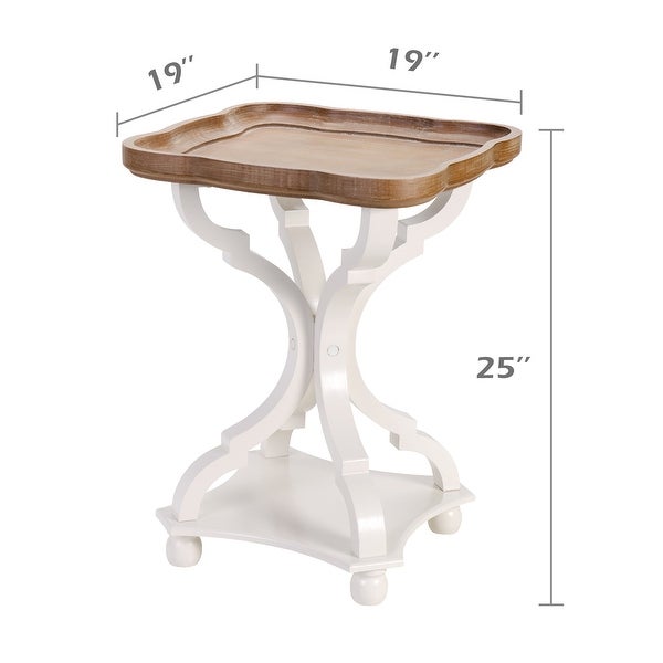 COZAYH Rustic Farmhouse Tray Top End Table