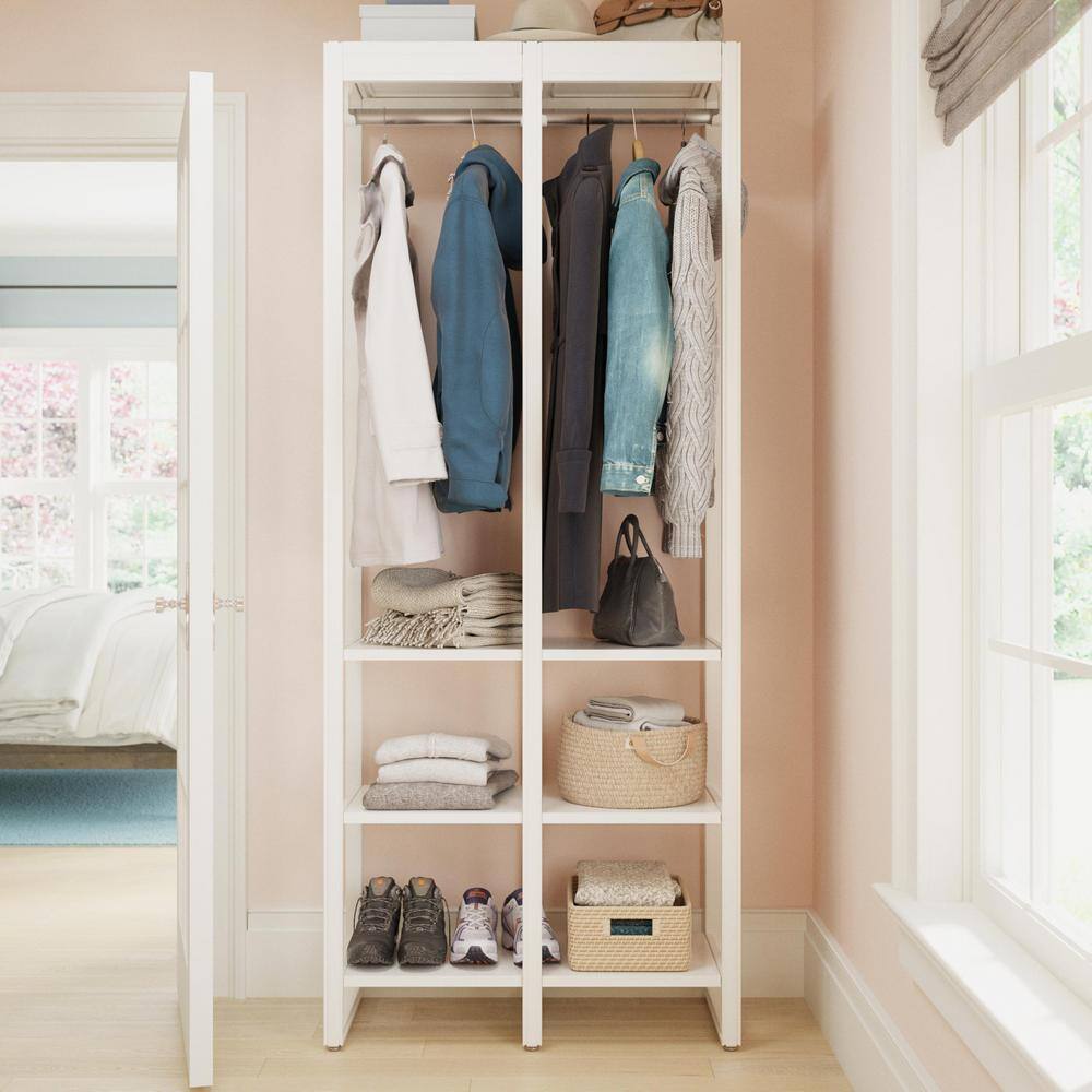 CLOSETS By LIBERTY 36 in. W White Adjustable Wood Closet System with 8-Shelves and 2-Rods HS4400-RW-03