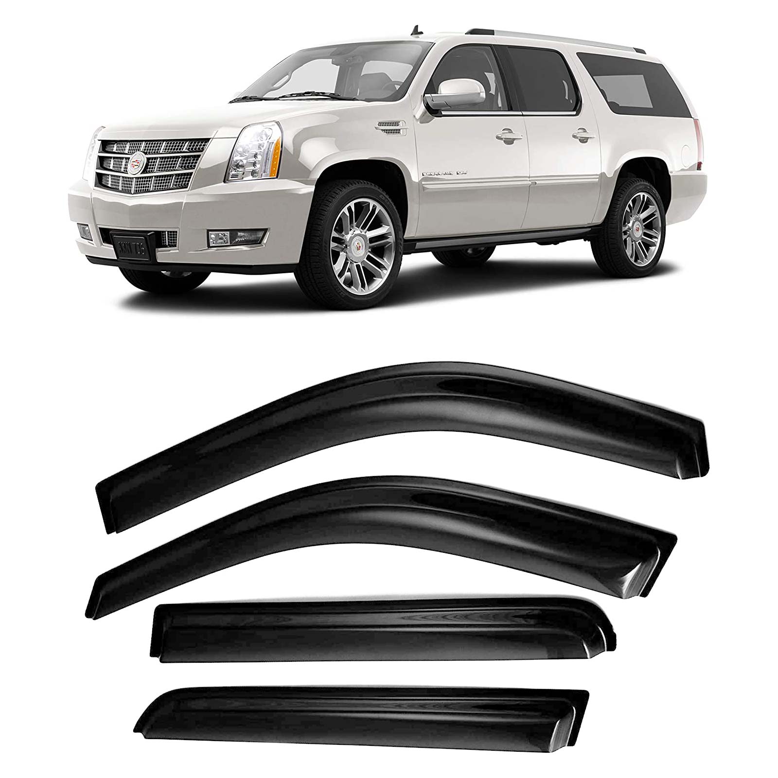 JSP Window Vent Visor For Cadillac Escalade 07-14 Tape-On Rain Guard Deflector