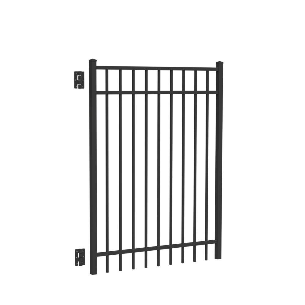 Barrette Outdoor Living Natural Reflections 4 ft. W x 5 ft. H Black Standard-Duty Aluminum Straight Pre-Assembled Fence Gate 73009477