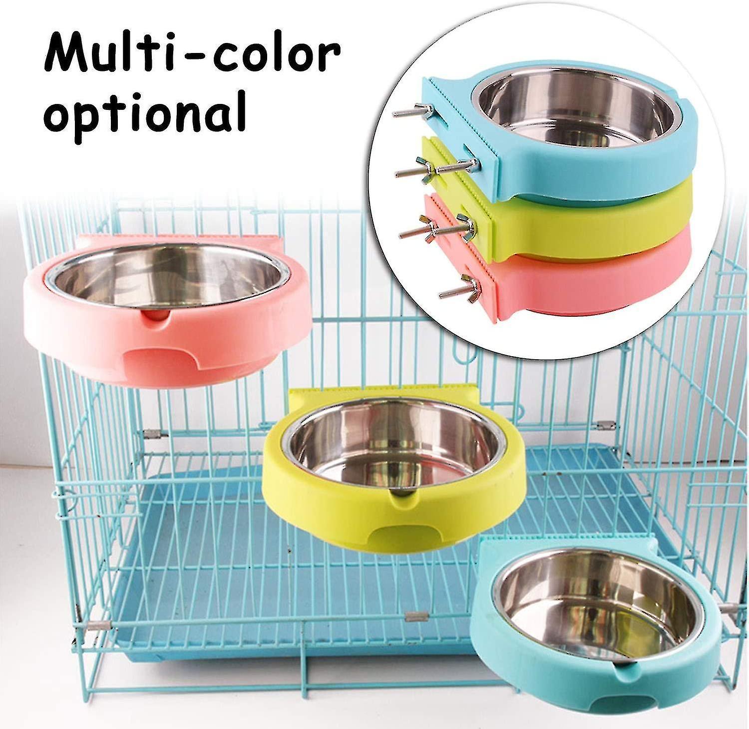 Dog Bowl， Removable Stainless Steel Water Food Feeder Bowls Cage Coop Cup For Cat Puppy Bird Pets