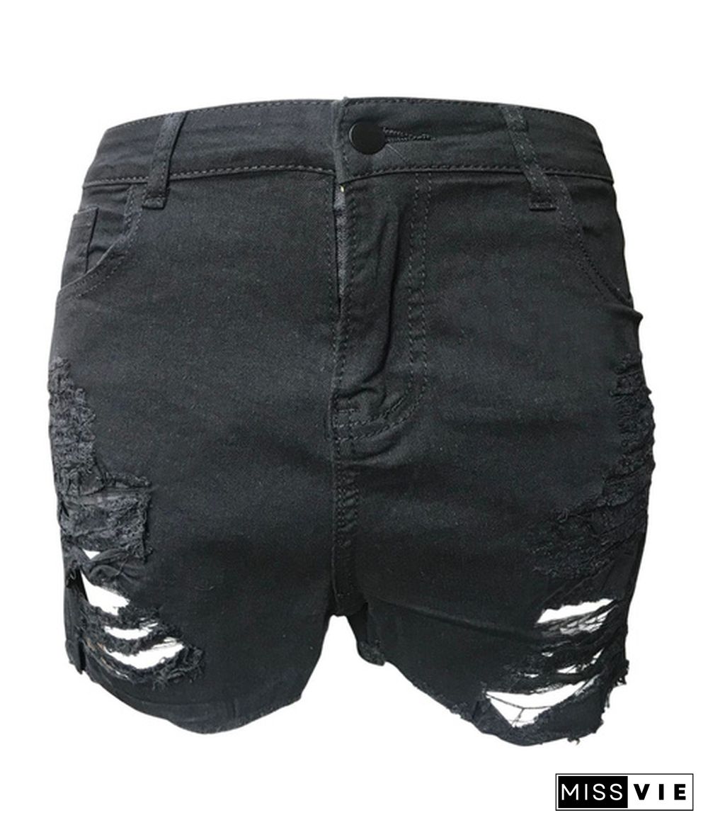 Women Denim Shorts Ripped Hot Shorts Stretchy Women Cut Off Distressed Short Jeans