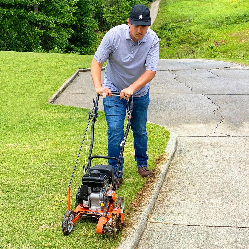 YARD FORCE YF7302 9 in. 79 cc Gas Powered 4-Stroke Walk Behind Landscape Edger with Extra Blade Included