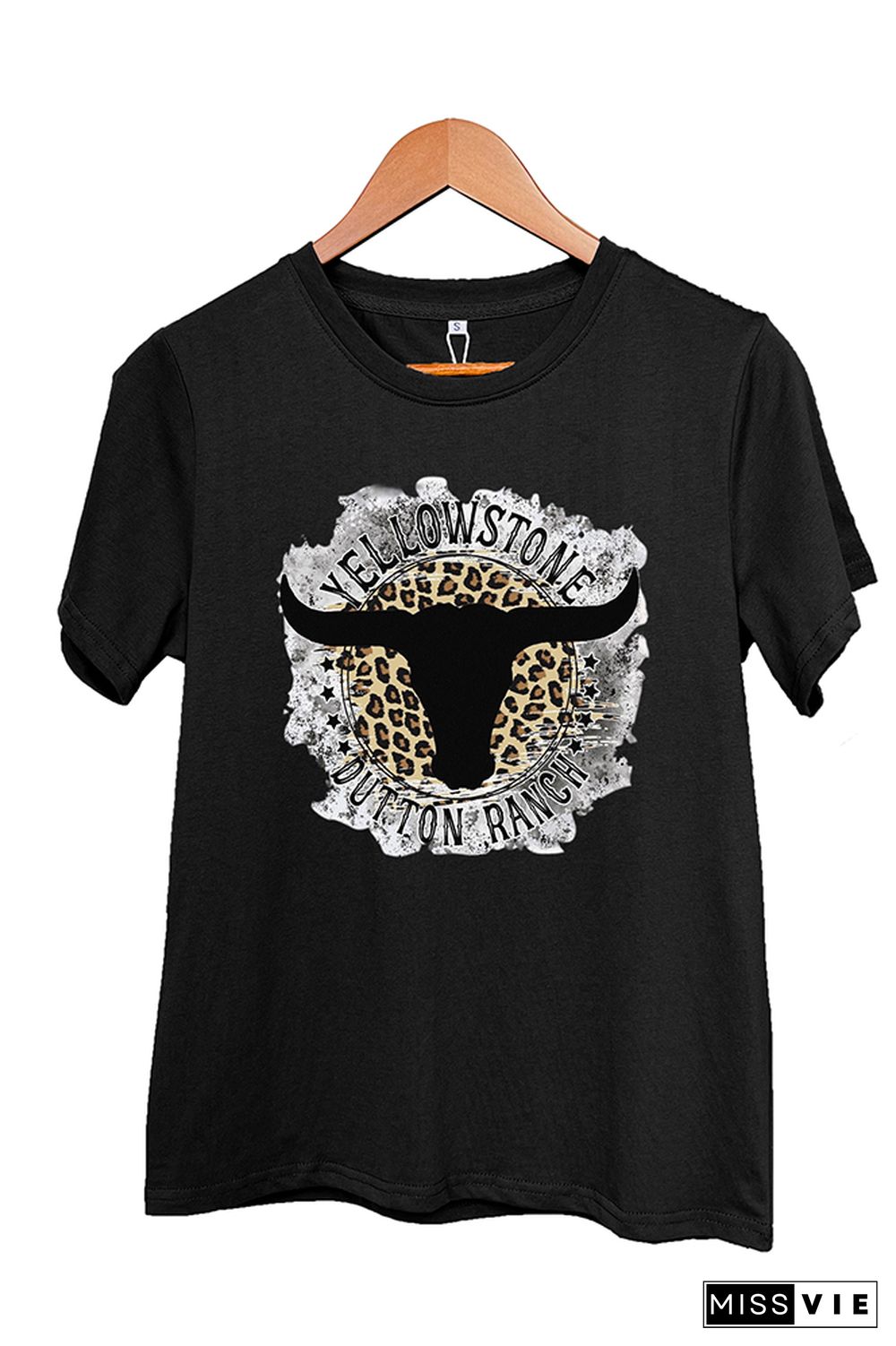 Yellowstone Dutton Ranch Leopard Short Sleeve Graphic Tee Wholesale