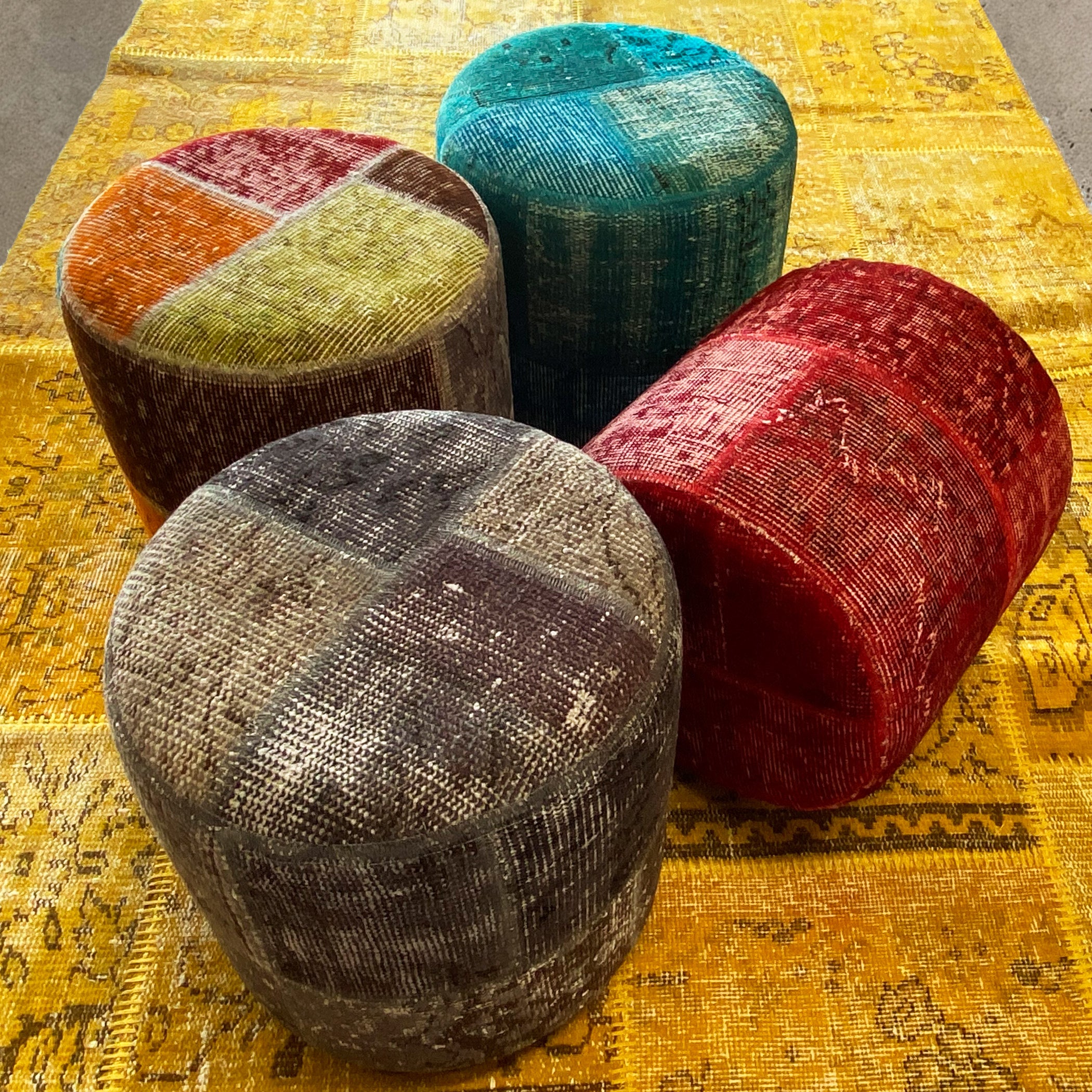 Hali X-Bursa Handmade Over Dyed Pouf Red001