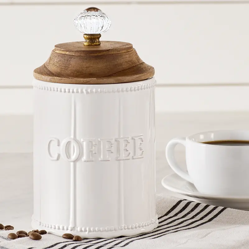 White， Brown and Clear Door Knob Coffee Canister