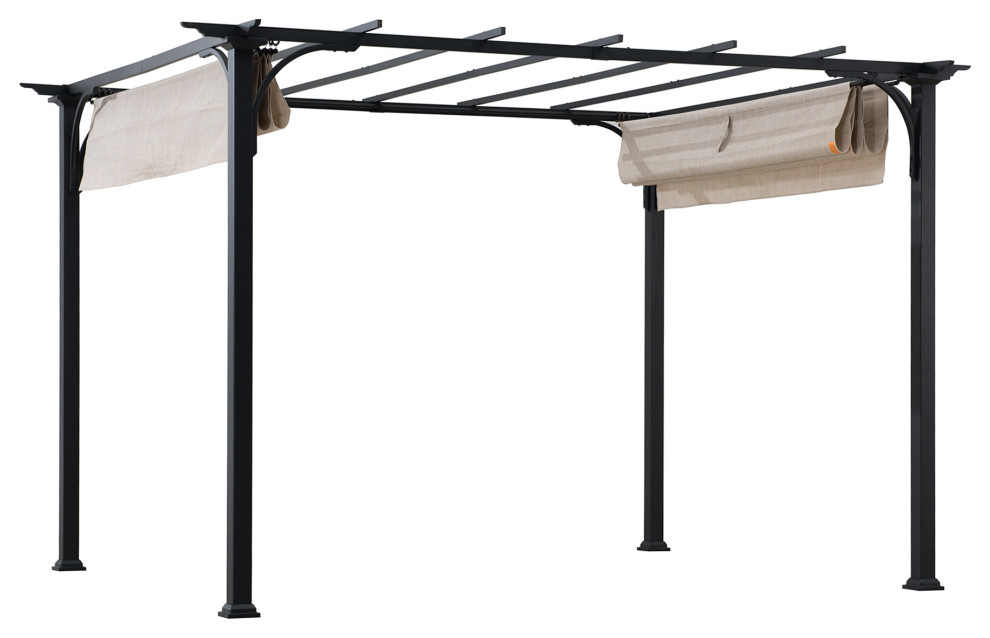 Sunjoy 12  x27x9  x27Black Metal Classic Pergola With Garden Shade   Transitional   Pergolas   by Golden Bull Marketing  LLC  Houzz