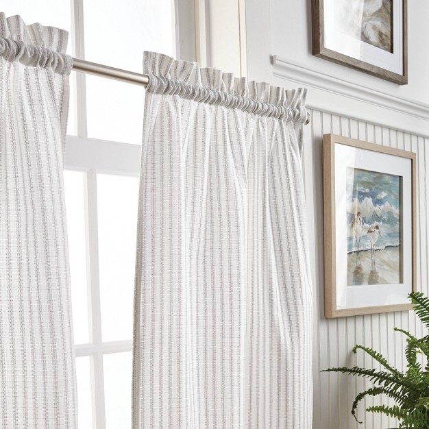 3pc Ticking Stripe Window Valance And Tiers Set White gray Martha Stewart