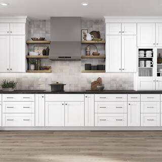 Hampton Bay Shaker 30 in. W x 12 in. D x 12 in. H Assembled Wall Bridge Kitchen Cabinet in Satin White KW3012-SSW