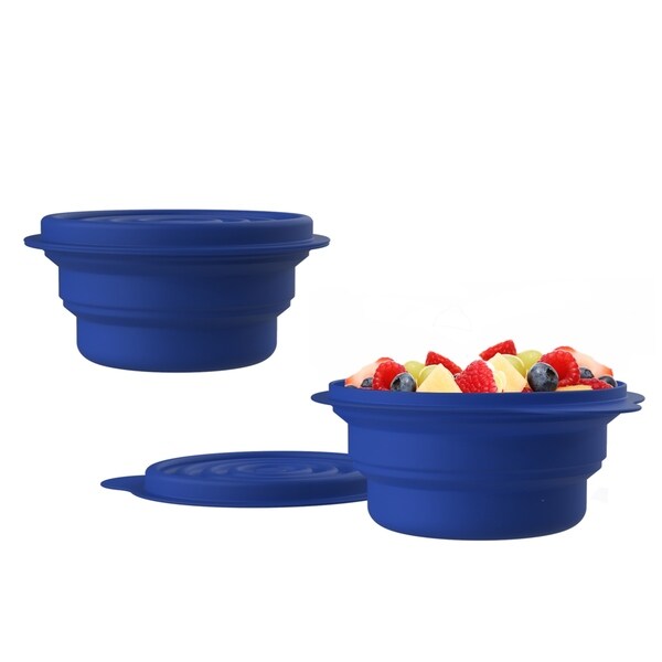 Collapsible Bowls with Lids BPA Free Silicone by Wakeman Outdoors