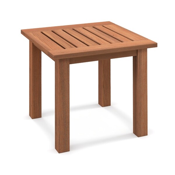 Patio Hardwood Square Side Table with Slatted Tabletop