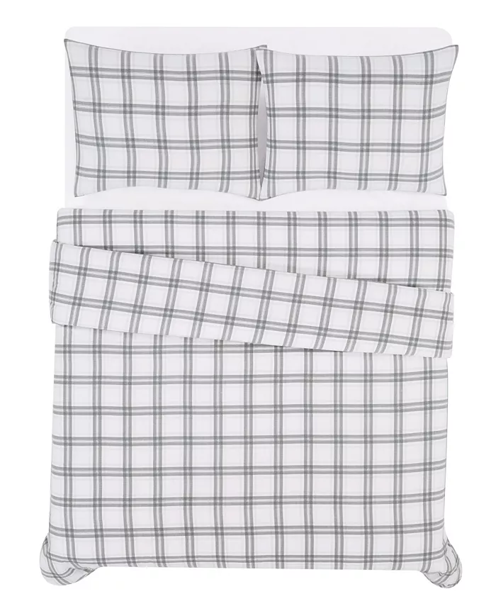 London Fog Plaid 2 Piece Flannel Comforter Set， Twin XL