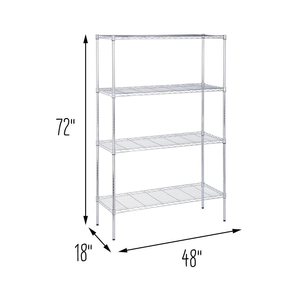 Honey-Can-Do Gray 4-Tier Adjustable Chrome Garage Storing Shelving Unit with 350 lbs. Per-Shelf Capacity SHF-09687