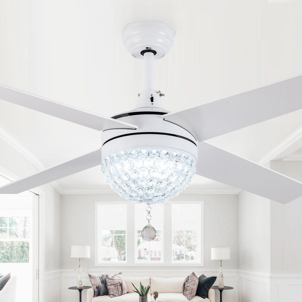 Oaks Aura 42in.Modern Revisable LED Glam Crystal Ceiling Fan with Light  Remote Control Included