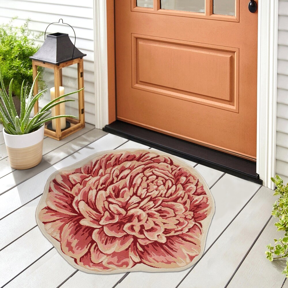 Liora Manne Esencia Peony Indoor/Outdoor Mat Green 3'3\