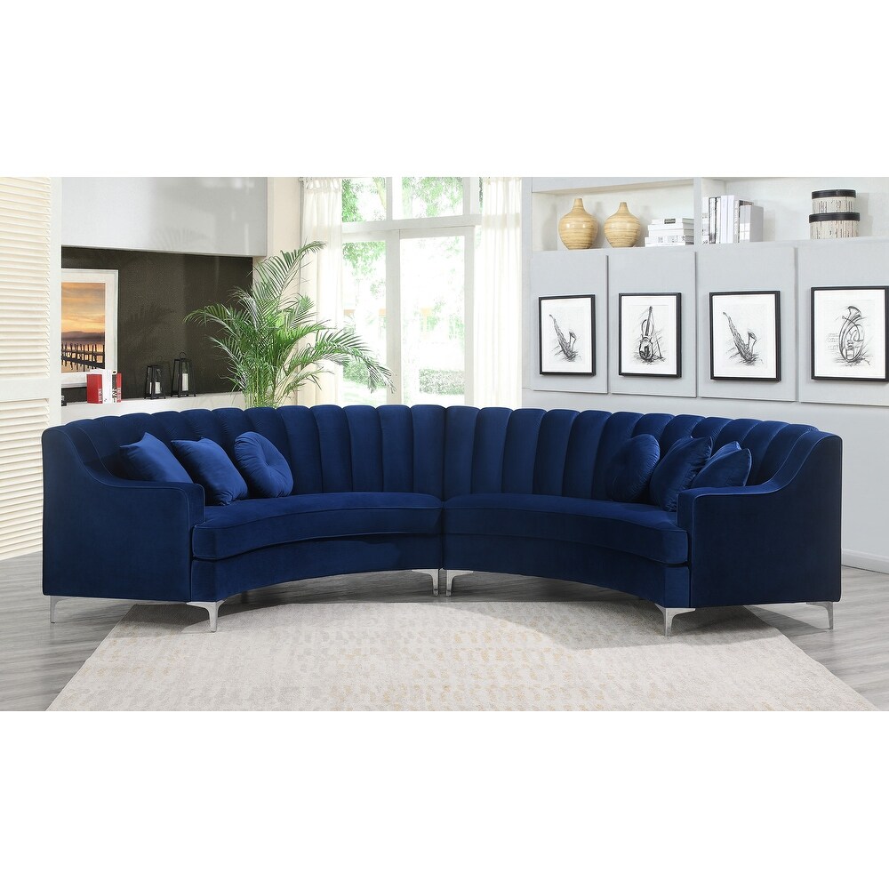 Round Circle Couch Symmetrical Modular Curved Velvet Sectional Sofa   141.8x28x35.1