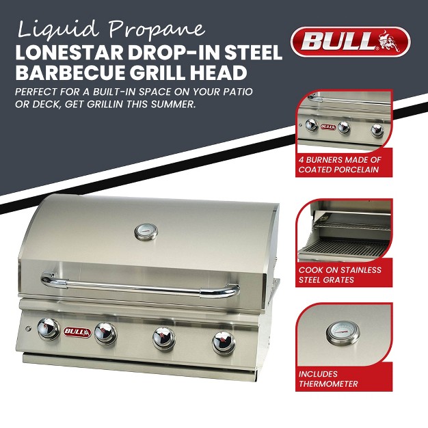 Bull Lonestar 4 Burner 30 x27 x27 Stainless Steel Gas Bbq Grill Head Liquid Propane