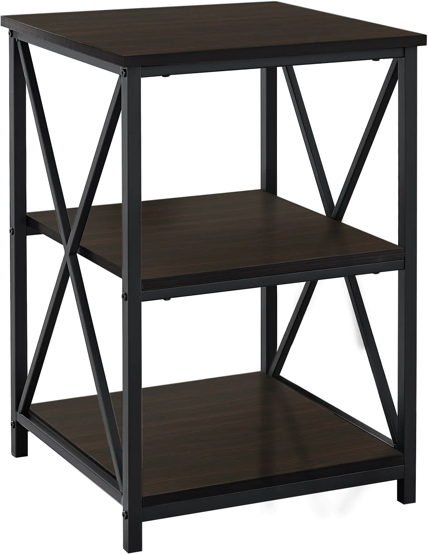 Espresso and Black End Table - X Frame