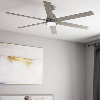 Hunter Gravity 72 in. Integrated LED Indoor Matte Silver Smart Ceiling Fan with Light Kit and Remote Included 51884