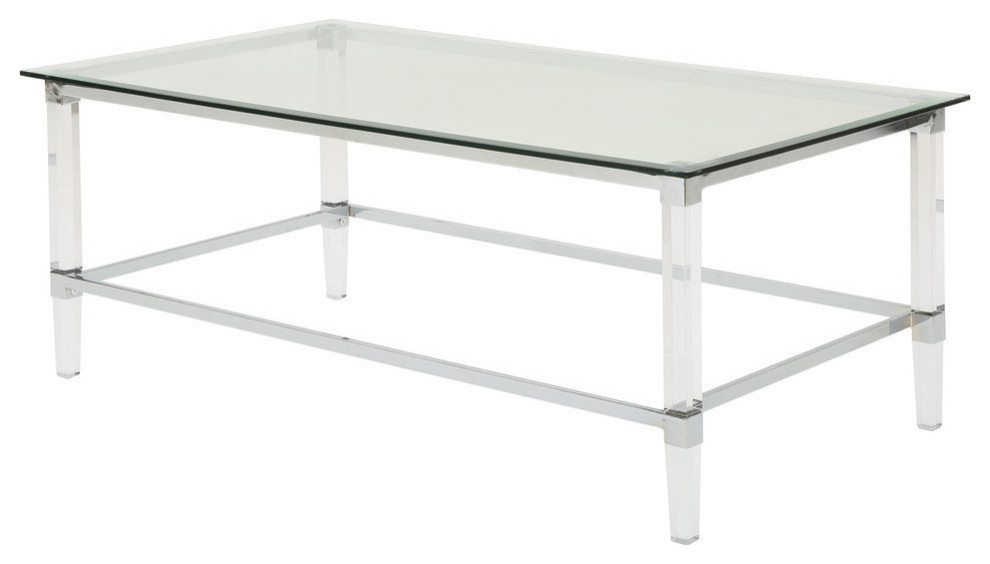 GDF Studio Bayor Tempered Glass Coffee Table With Acrylic and Iron Accents   Contemporary   Coffee Tables   by GDFStudio  Houzz