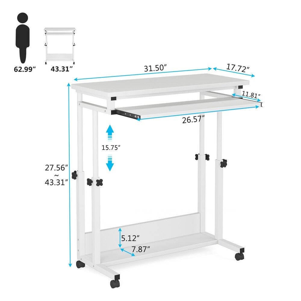 Height Adjustable Small Portable Standing Table  Laptop Desk with Keyboard Tray for Sofa and Bed