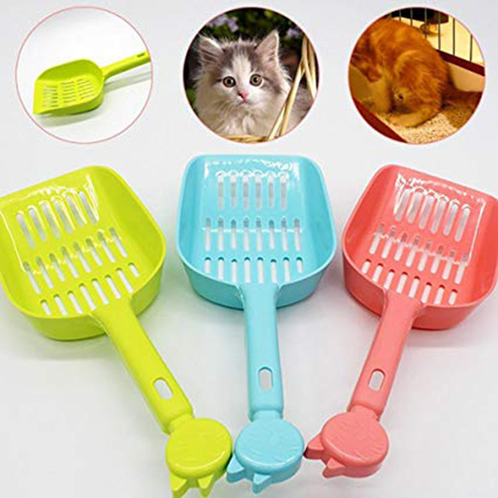 TureClos Candy Color Cat Sand Shovel Hollow Out Litter Scoop Plastic Scooper Pet Long Handle Cleaning Tool