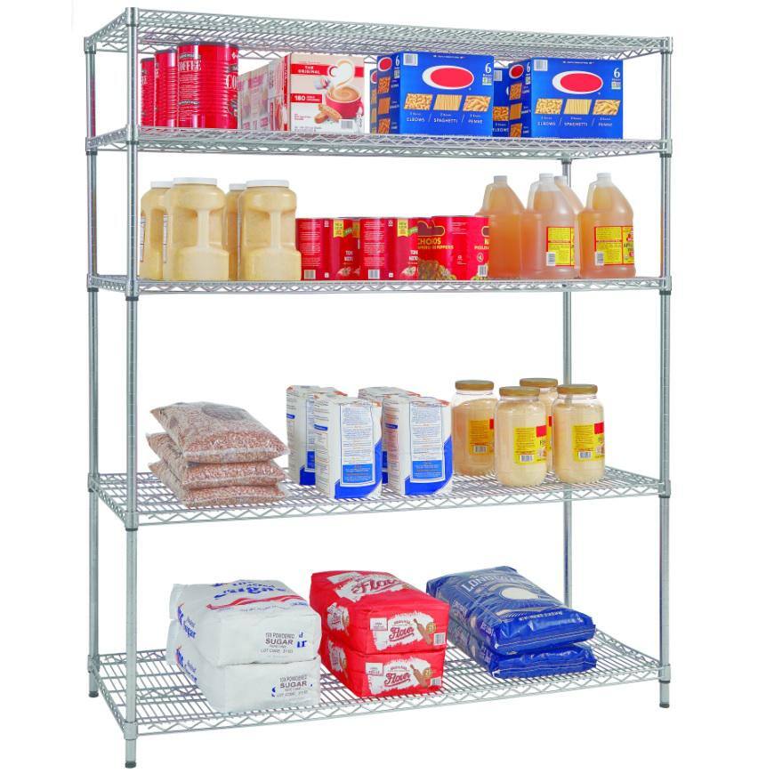 HDX 5-Tier Commercial Grade Heavy Duty Steel Wire Shelving Unit in ChromeMax (60 in. W x 72 in. H x 24 in. D) HD246072-5RCCPS