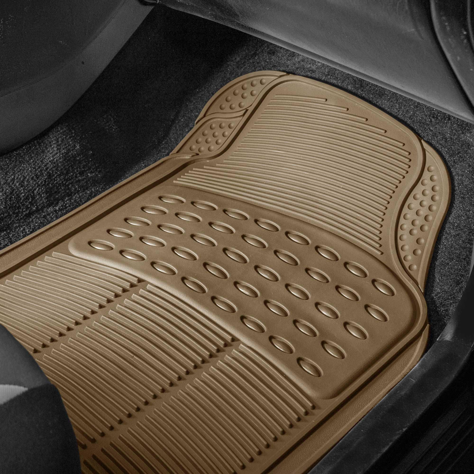 FH Group ClimaProof 3-Piece Vinyl Beige Car Floor Mats Universal Fit with Air Freshener