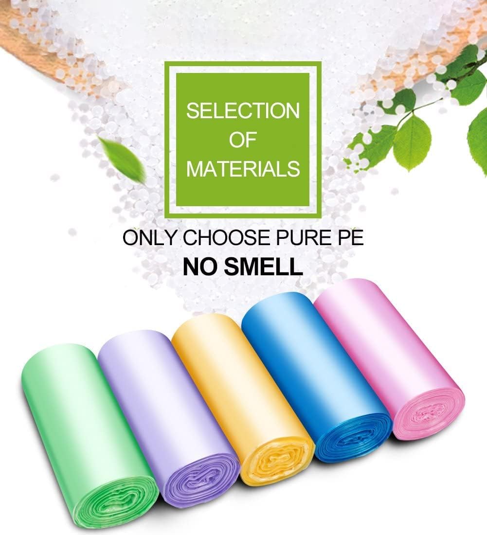 Small Trash Bag, 2.6 Gallon Garbage Bags FORID Bathroom Trash can Liners for Bedroom Home Kitchen 150 Counts 5 Color