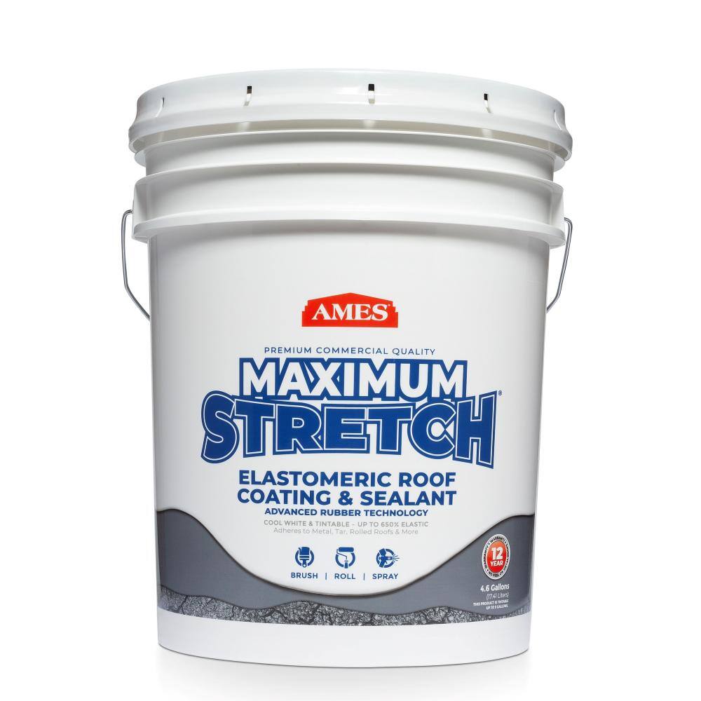 Ames 5 Gal. White Maximum-Stretch Rubber and Acrylic Reflective Roof Coating MSS5