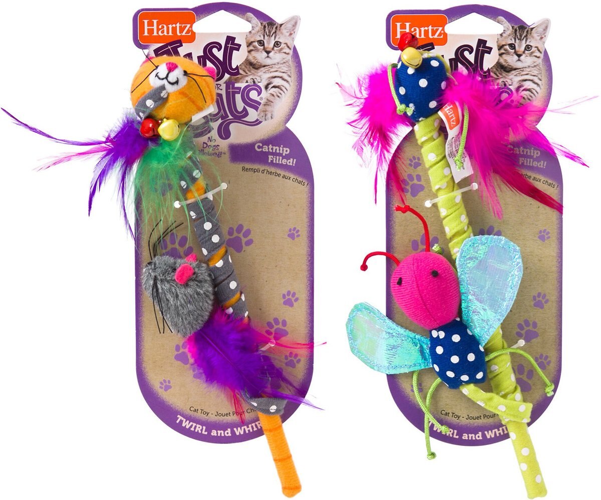 Hartz Just For Cats Twirl and Whirl Cat Wand Toy with Catnip， Color Varies