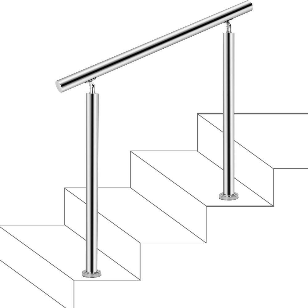 VEVOR Stainless Steel Handrail 220 lbs. Load Handrail for Outdoor Steps Fits 2 to 3 Steps with Screw Kit BXGTFSLZ100CM5VIHV0