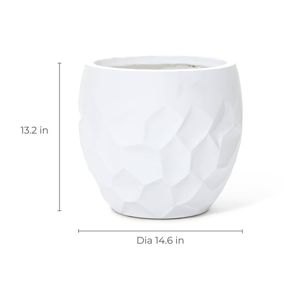 LuxenHome 14.5 in. W x 13.2 in. H White Ceramic Individual Pot WHPL1967-W