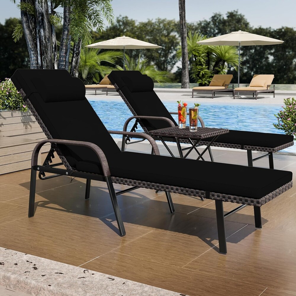 Kullavik Outdoor Chaise Lounge Furniture 3 Piece Set